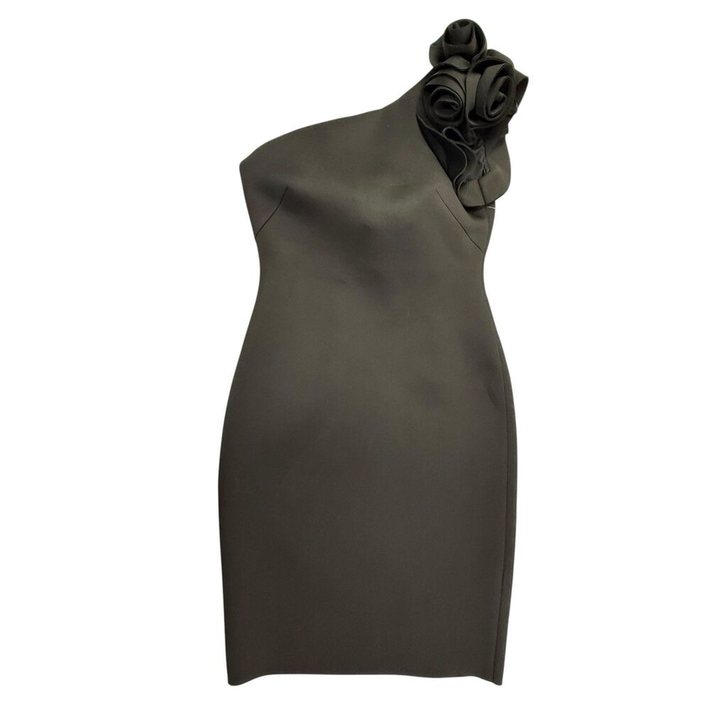 Eliza J NEW One Shoulder Cocktail Dress 6 Sheath Scuba Party 3D Flower $148
